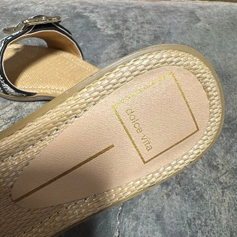 Dolce Vita Ilexa Cream & Black Slip On Sandal Size 8